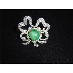 Diamond and Emerald Ribbon Pin #1225192