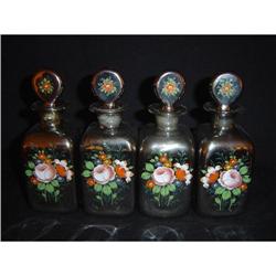  Set of 4 Verre Eglomise Mercury Glass Bottles #1225193