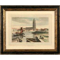 Landscape, hand-colored print entitled -Boston,#1239564