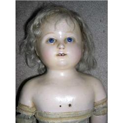 Early Wax Doll with blue glass eyes #1239608