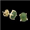 Image 1 :  14k Gold Earrings Oval GREEN JADE #1239866
