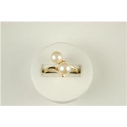 Estate 14k Gold Ring 2 CULTURED PEARLS #1239875