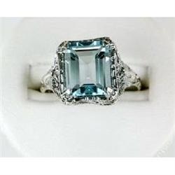 ANTIQUE Style Ring BLUE TOPAZ 4 CARATS #1239893