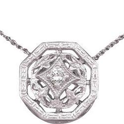  ANTIQUE WHITE GOLD Pendant DIAMOND FILIGREE #1239902