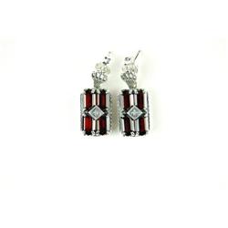 ANTIQUE STYLE EARRINGS GARNET DIAMOND FILIGREE #1239908
