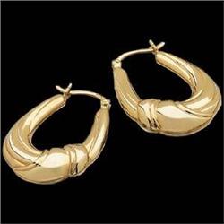 14K GOLD HOOP EARRINGS w DESIGN #1239910