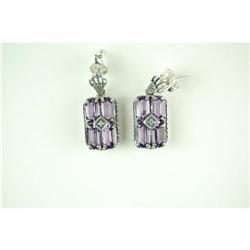  Antique Style EARRINGS  AMETHYSTS w DIAMOND #1239916