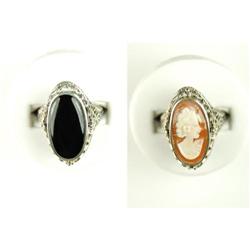 Antique FLIP Ring Carved Cameo AND Black Onyx! #1239926