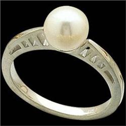 14k WHITE Gold ring CULTURED PEARL #1239929