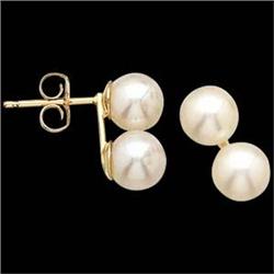 14k Gold Earrings TWO  Cultured PEARLS #1239931