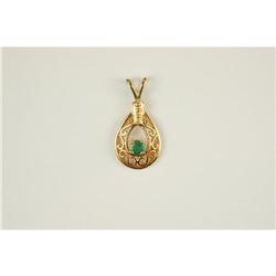 ESTATE 14k Gold Pendant EMERALD .25 CTS! #1239933