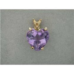 14K Gold Pendant Heart AMETHYST 4.60 CTS! #1239940
