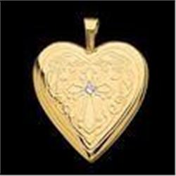 Antique Style GOLD HEART LOCKET w DIAMOND #1239945