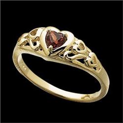 14K Gold Ring HEART Genuine GARNET  #1239946