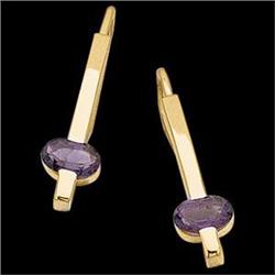 14k Gold Stick Earrings w AMETHYST #1239955