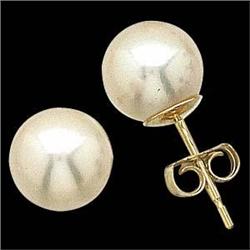14k Gold Earstuds 6.00MM CULTURED PEARL! #1239958
