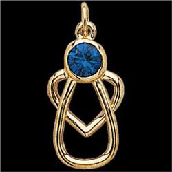 GOLD PENDANT  WITH ME ALWAYS ANGEL w SAPPHIRE #1239960