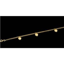 14k Gold CHARM BRACELET w HEART Charms #1239965