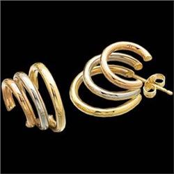 14k EARRINGS TRI -  GOLD! #1239977