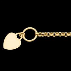 14k GOLD  Bracelet w GOLD HEART Dangle #1239978