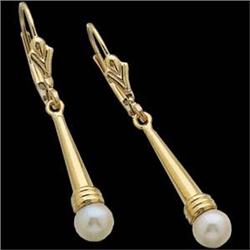 14K   Earrings CULTURED  PEARL DANGLING #1239985