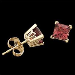 14k  Earrings PRINCESS CUT  GARNETS #1239987