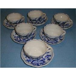 SET OF 6 ANTIQUE MEISSEN FLOW BLUE ONION #1240002