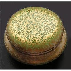 Pale  Green Limoge w Gold Floral Overlay Jar #1240011