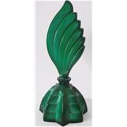 Czech Malachite Art Deco Glass Perfume Bottle #1240017