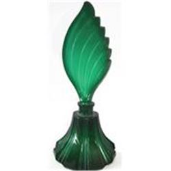 Czech Malachite Art Deco Glass Perfume Bottle 3#1240054