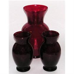 Lot of 3 Red Depression Glass Vases #1240073