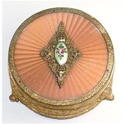 Pink Guilloche Enamel and Brass Dresser Jar #1240087