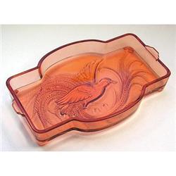 Empress Bird Pink Pressed Glass Vanity Tray #1240089