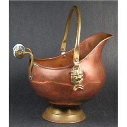 Copper Coal Scuttle w Delph & Brass Handles #1240092