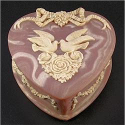 Incolay Doves & Flowers - Heart Jewelry Box #1240115