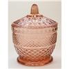 Image 1 : Pink Depression Glass Vanity Jar #1240117