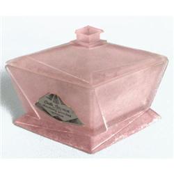 Art Deco GUIMET Pink Satin Glass Powder Jar #1240160
