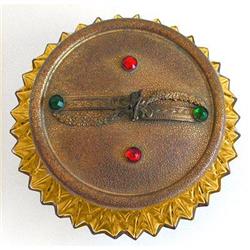 Glass Jewels Brass Depression Glass Jar  #1240177