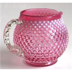 Fenton Cranberry Opalescent Hobnail Pitcher #1240179