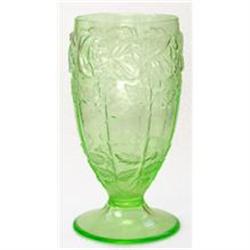 Green Depression Glass Footed Tumblers (4) #1240192