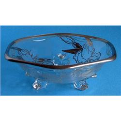 Silver Overlay Iris or Orchid Footed Crystal #1240211