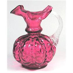 Old Cranberry Art Glass Ruffled melon Ribbed #1240243