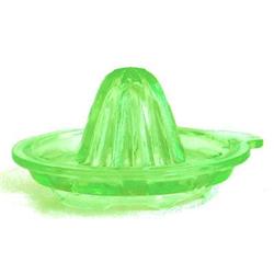 Green Depression Glass Lemon Reamer w Holes #1240251