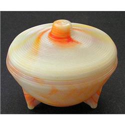 Akro Agate CONCENTRIC RING Marblized Powder Jar#1240266