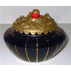 Purple Czech Glass Ormolu Lid Powder Jar #1240294