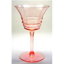 Pink Depression Glass Art Deco Goblet Set of 6 #1240304