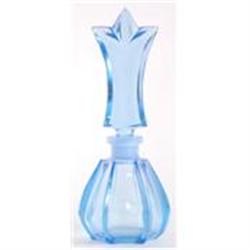 Ice Blue Lead Crystal Art Deco Perfume Bottle #1240323