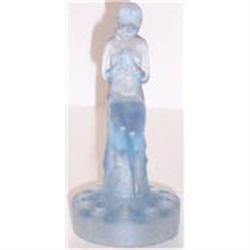 Blue Depression Glass Seated Lady Flower Frog  #1240333