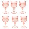 Image 1 : Pink Depression Glass Diamond Point Goblet Set #1240346