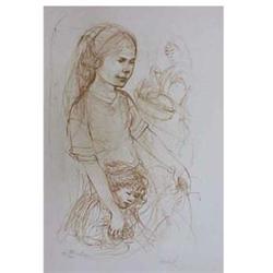 Small Breton Woman  Child litho by Edna Hibel  #1240390